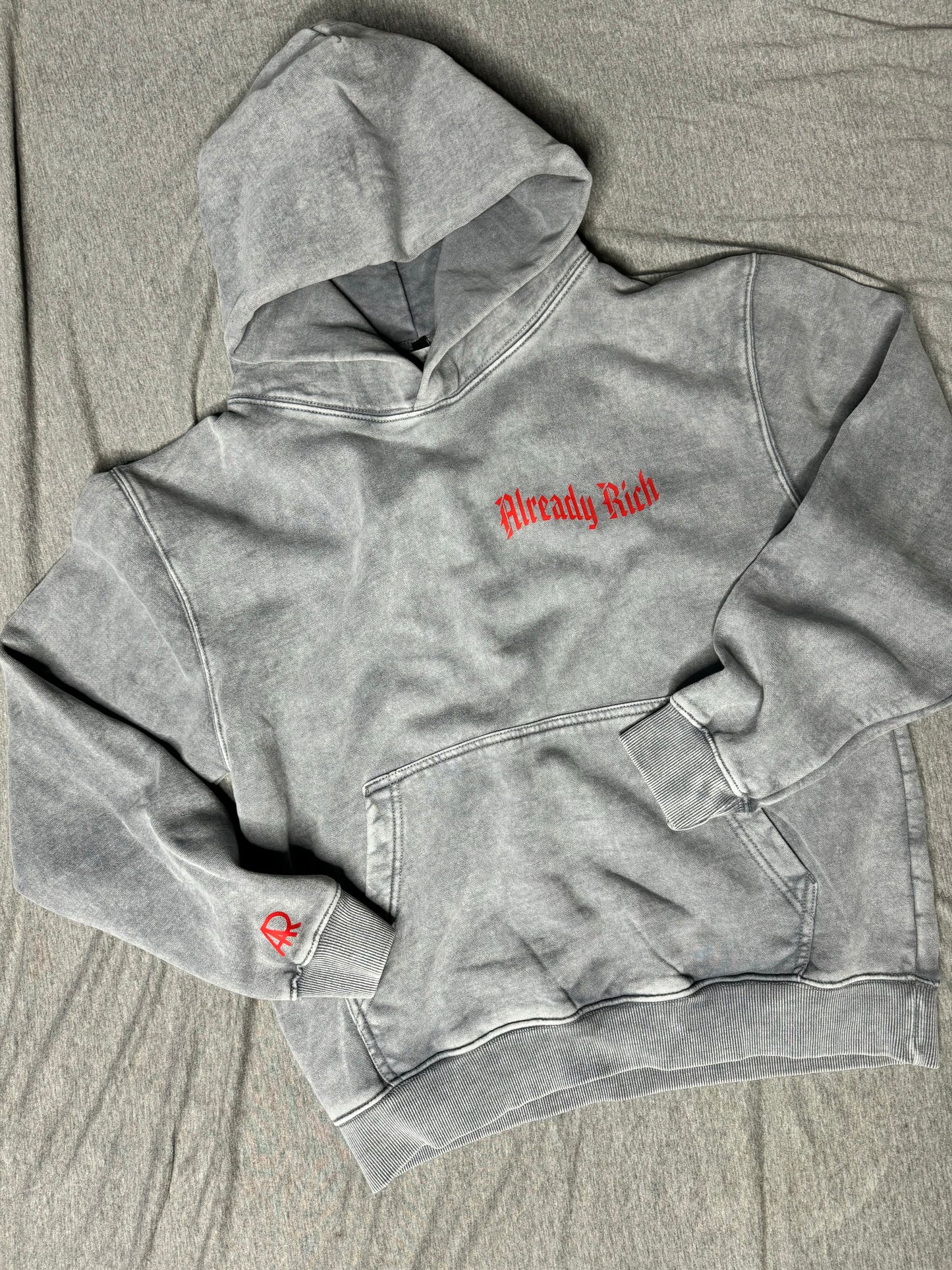 Heavyweight Gray and Red (Sun Faded) Sweatsuit