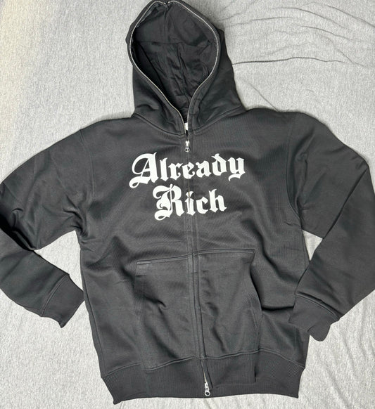 Full Zip Already Rich Hoodie (Black)